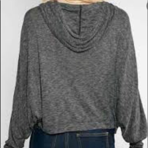 Love Culture Woman's Teens Sizes S Long Dolman Sleeves Hoodie Gray Crop top - Picture 2 of 9